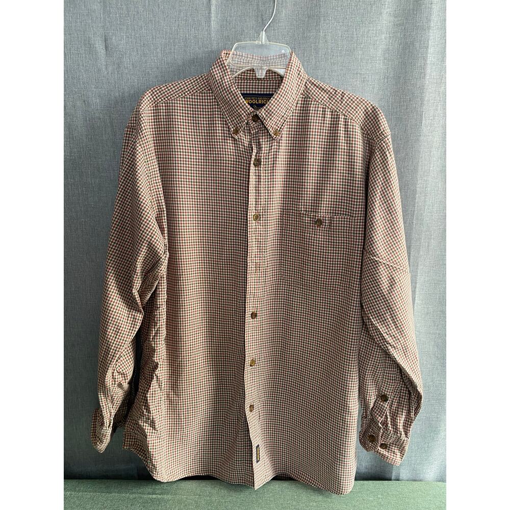 Woolrich Button Down Shirt Small Gingham Check Vintage 90s 00s Red Plaid